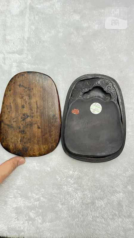 云纹随形石砚（附原装木盒） - 图2